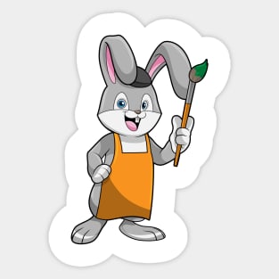 Bunny as Painter with Paint brush Sticker